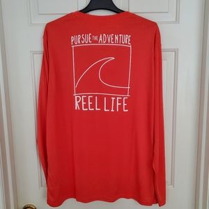 Reel Life men's long sleeve rash guard tee-shirt orange Extra Large